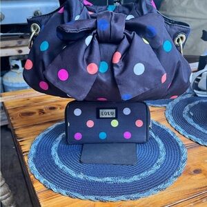 Lulu Guinness Black Polka Dot Bag Set